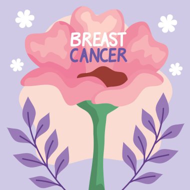 breast cancer lettering with rose poster