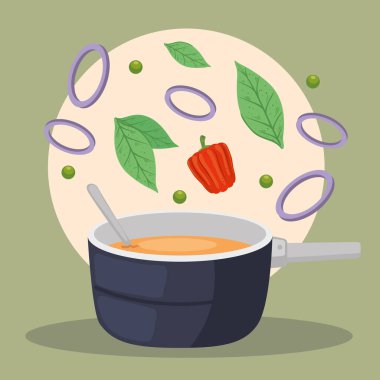 soup pot and vegetables icons