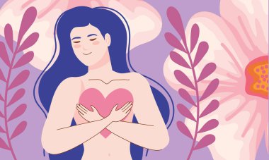 naked woman with love heart poster