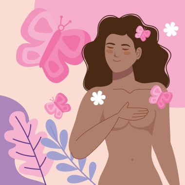 afro naked woman with butterflies poster