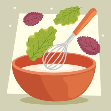 mixer and bowl with leafs