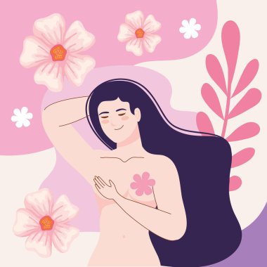 naked woman with flowers poster