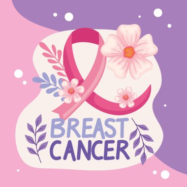 breast cancer lettering with flowers poster
