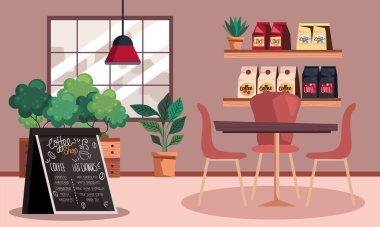 coffee shop and chalkboard scene