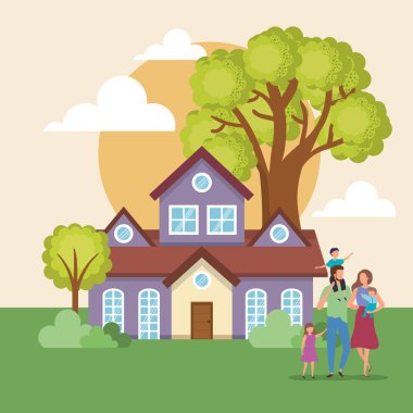 new house and family scene