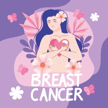 breast cancer lettering with girl poster
