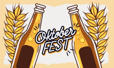 oktober fest lettering with bottles poster
