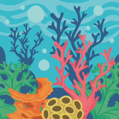 algaes and seaweed coral reef scene