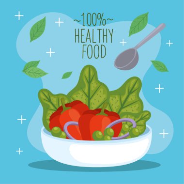 healthy food lettering with salad poster