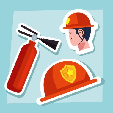 fireman head and extinguisher icons