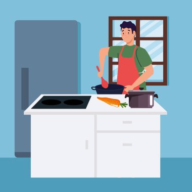 man cooking with carrot character