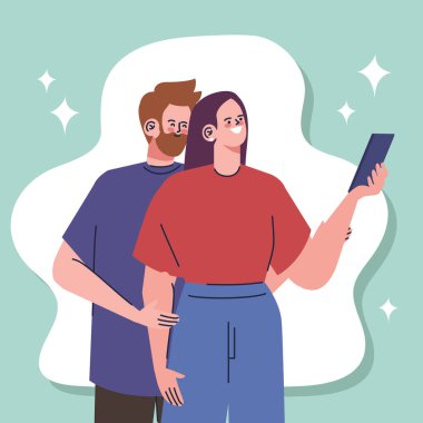 couple taking a selfie characters