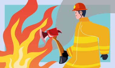 fireman with axe character scene