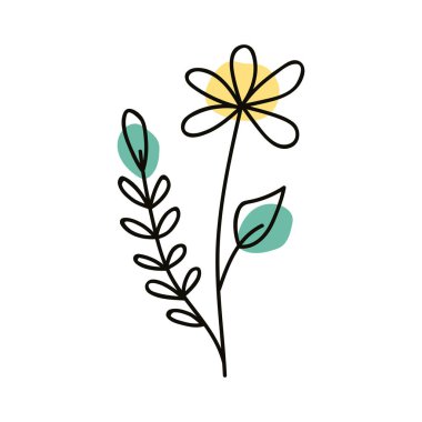 Sarı çiçek bahçesi bir çizgi tarzı