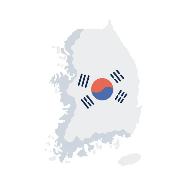 Bandera Coreana Icono Del Mapa — Vector de stock