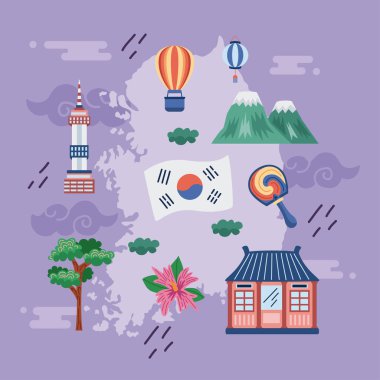 nine korean culture set icons