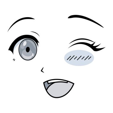 Neşeli anime kız yüz karakteri