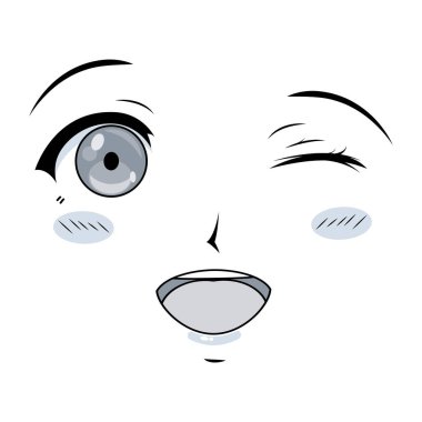 Çılgın anime kız yüz karakteri