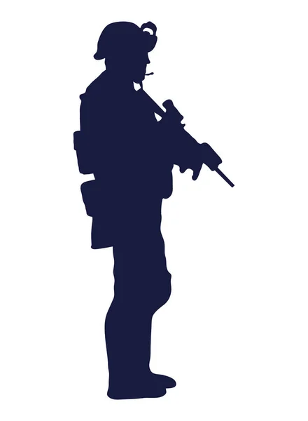 Soldado Silueta Militar Icono Estilo — Vector de stock