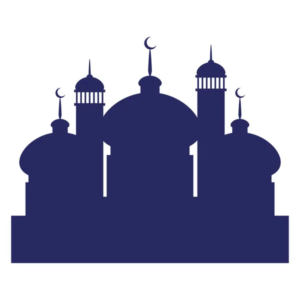 Muslimische Moschee Tempel Blaue Silhouette — Stockvektor