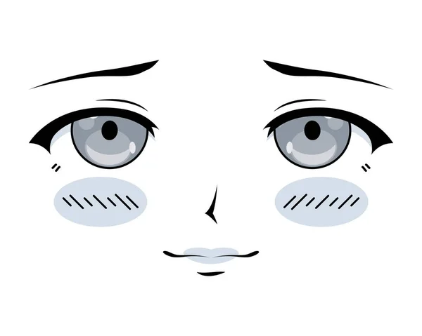 Sad Anime Girl Face Character — Stock Vector