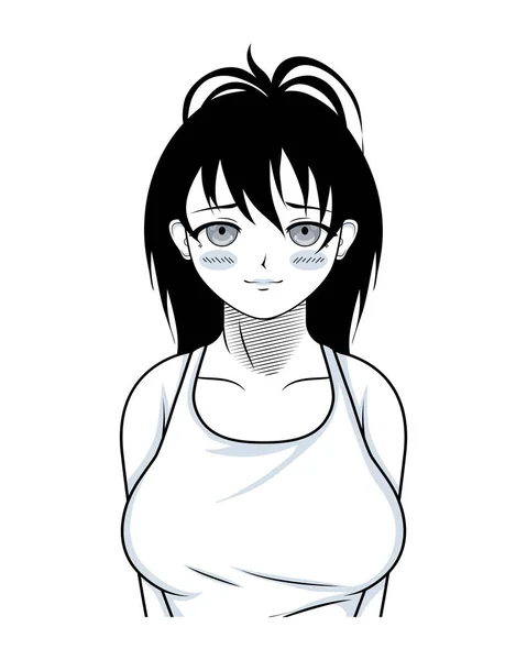Sad Girl Anime Style Character — Stock Vector