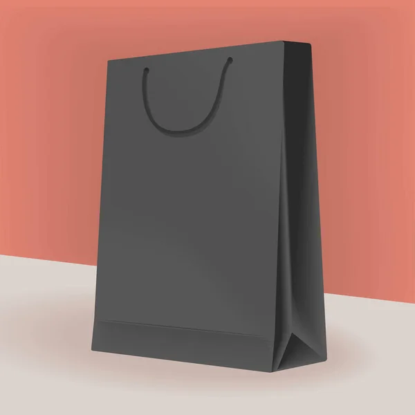 Schwarze Einkaufstasche Branding Attrappe — Stockvektor