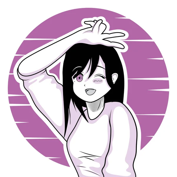 Anime Chica Púrpura Personaje Fondo — Archivo Imágenes Vectoriales