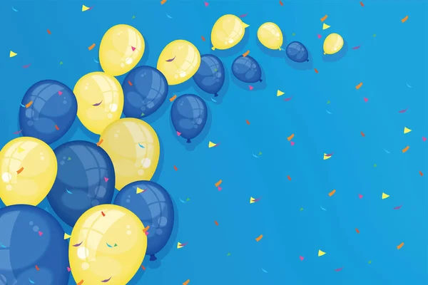 Gele Blauwe Ballonnen Decoratie — Stockvector