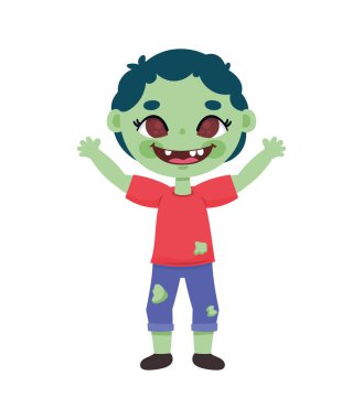 Zombi kılığına girmiş çocuk.