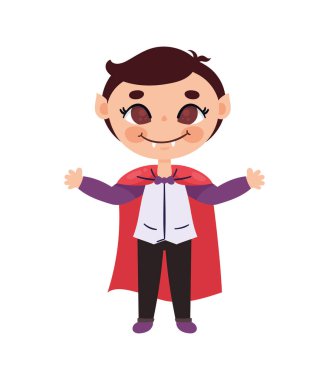 Dracula kılığına girmiş bir çocuk.