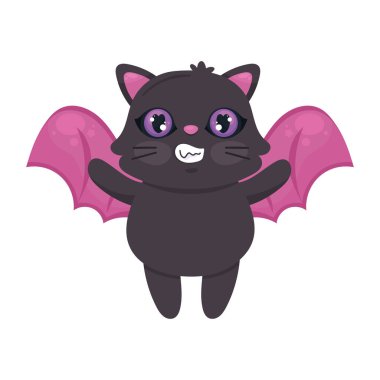 halloween cat with bat wings character