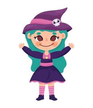 Cadı kılığına girmiş kız.