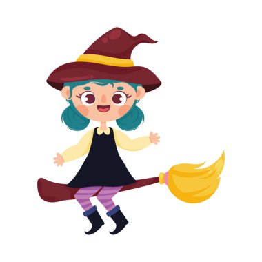 witch flying in broom character