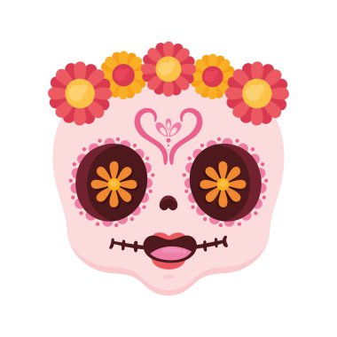 Çiçek ikonlu Meksika kafatası ölümü