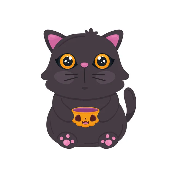 Halloween Cat Pumpkin Character — Stockvektor