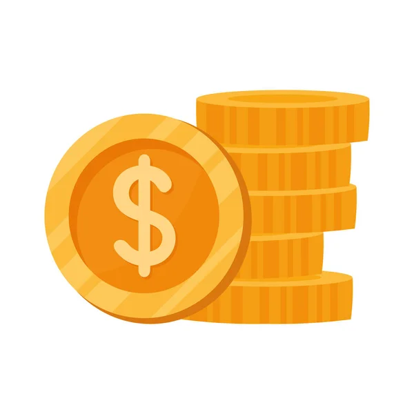 Golden Coins Money Dollars Icon — Stock Vector