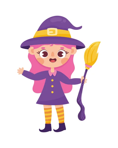Witch Broom Comic Character — Stock Vector