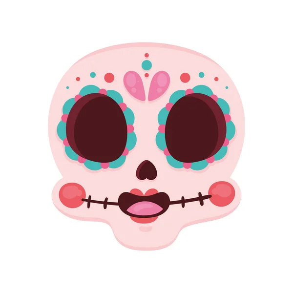 Icono Muerte Cráneo Mexicano Femenino — Vector de stock