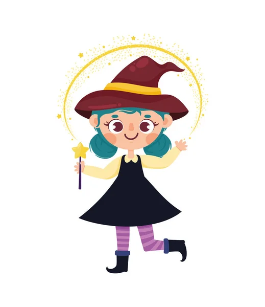 Witch Magic Wand Character — Stockvektor