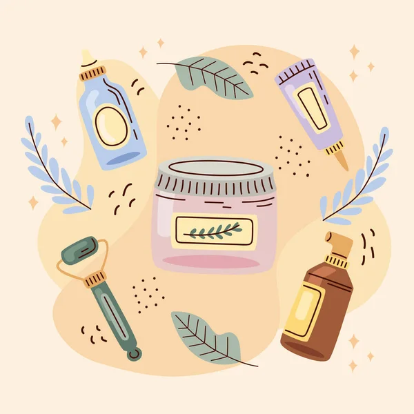 Ensemble Icônes Coréennes Cosmétiques — Image vectorielle