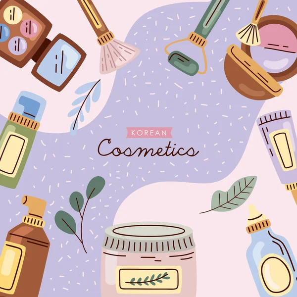 Bannière Avec Des Dessins Cosmétiques Coréens — Image vectorielle