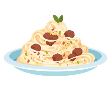 Köfteli spagetti İtalyan yemek ikonu.
