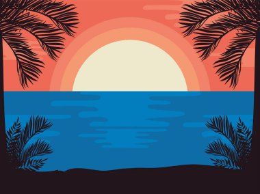 Deniz manzaralı güneş batımı sahnesi