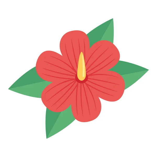 Red Flower Leafs Icon — Stock vektor