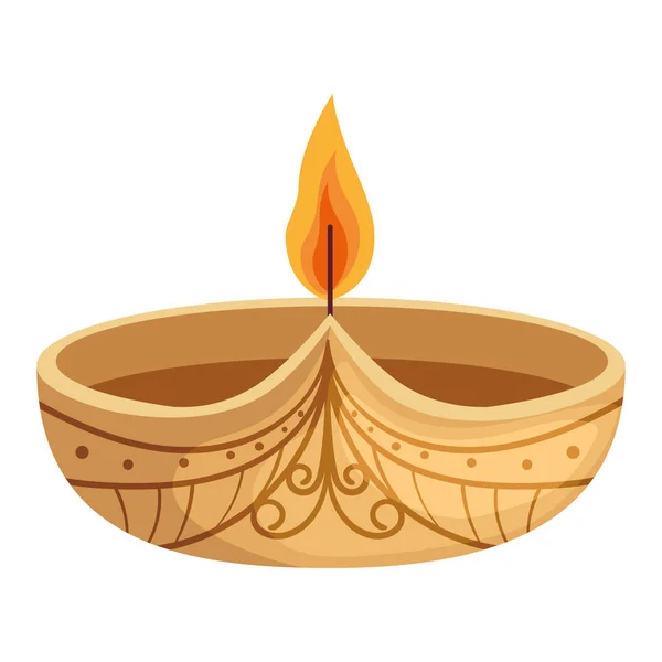 Diwali Lâmpada Madeira Ícone Decorativo — Vetor de Stock