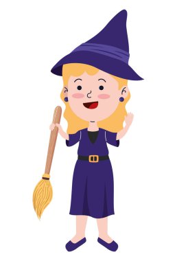 Süpürge karakterli cadılar bayramı cadısı