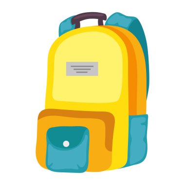 yellow schoolbag supply isolated icon