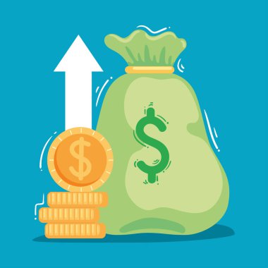 para çantası ve sikke yatırım simgesi