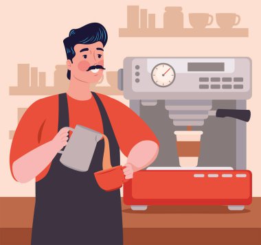 Kahve dükkanındaki barista.